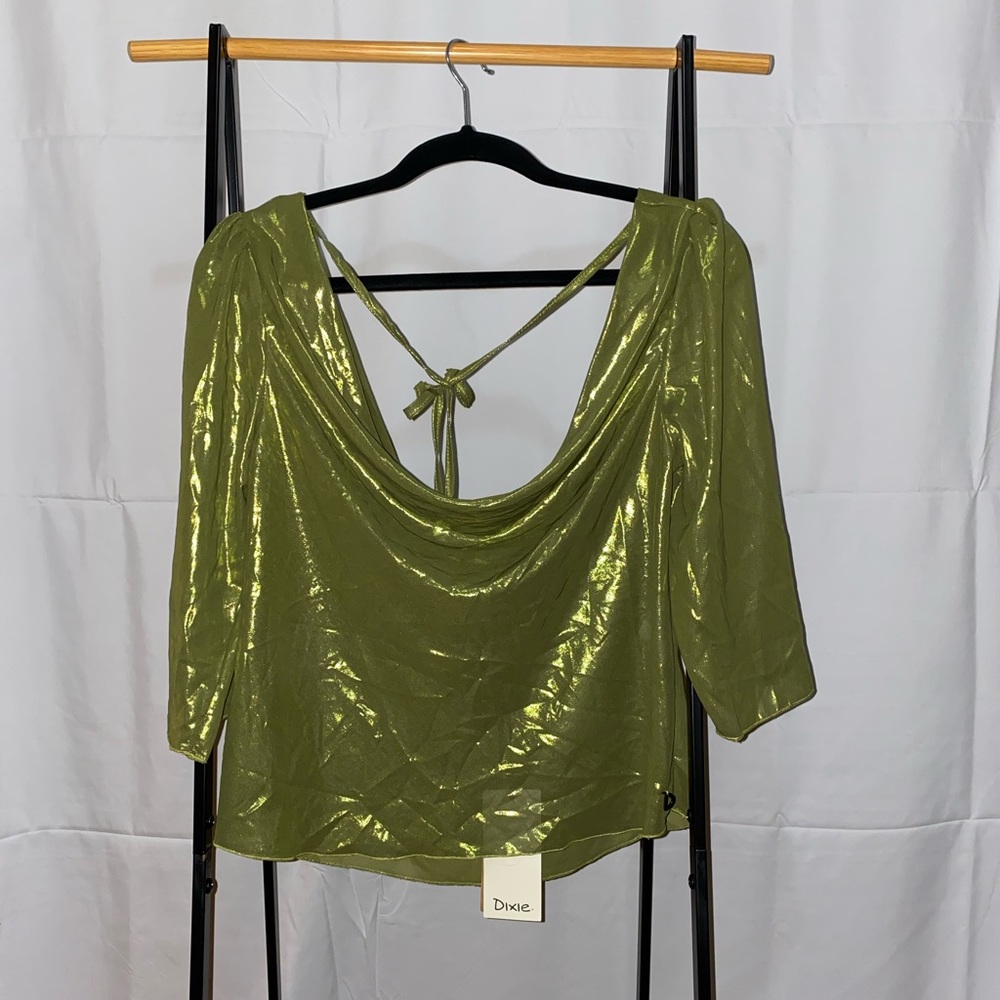 Dixie Iridescent Green Cowl Top